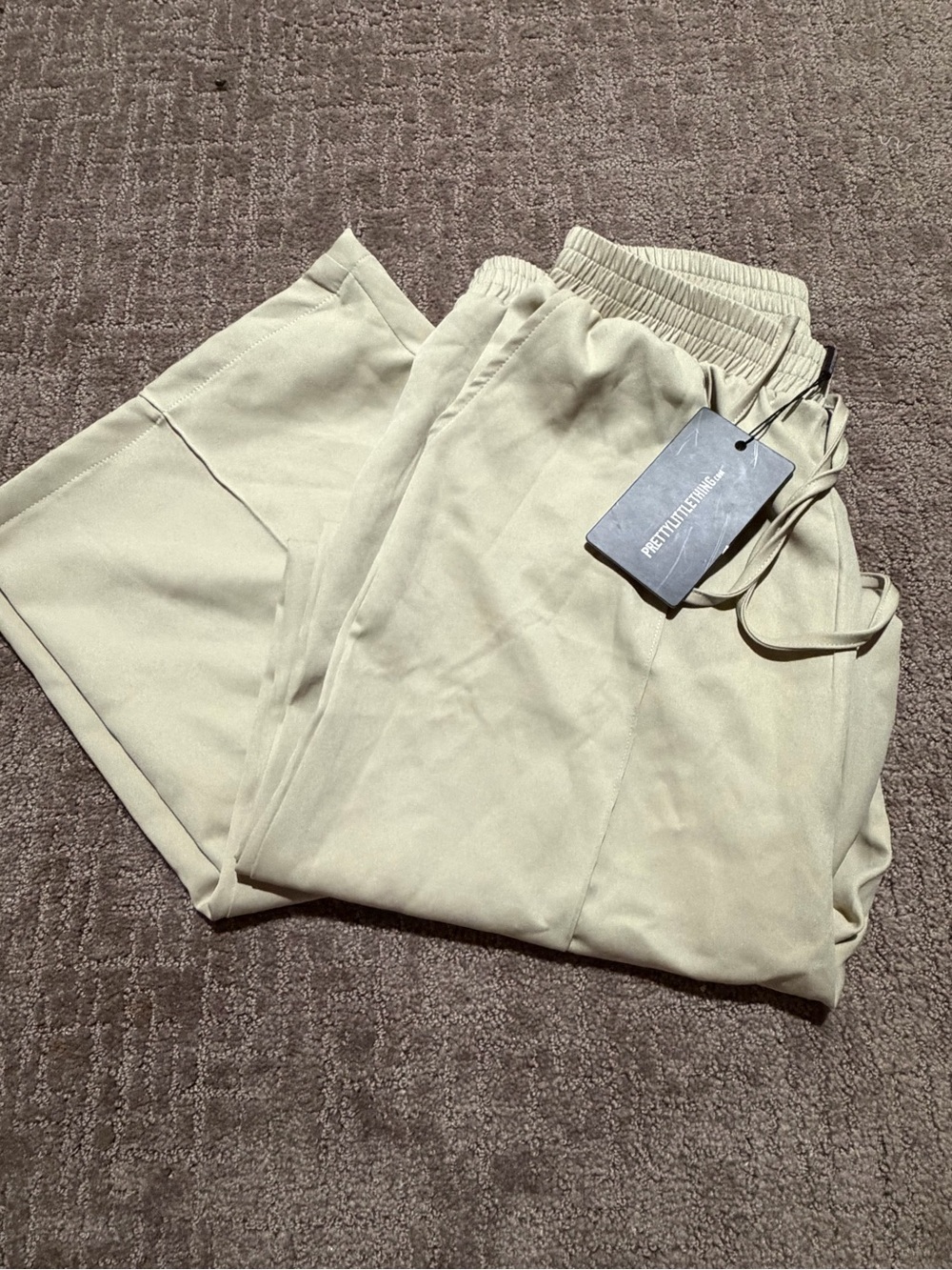 PrettyLittleThing Stone Low Rise Wide Leg Trousers | NWT | US 12